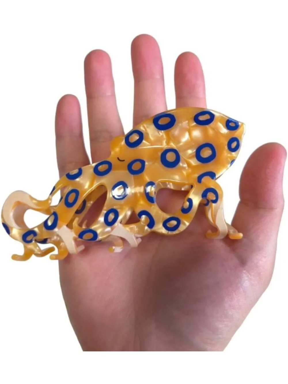 Blue-Ringed Octopus Big Claw Clips for Women | Smooth, Glossy, Non-Irritating
